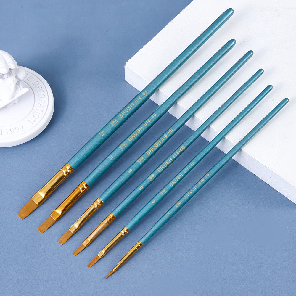 Watercolor Brush Set with Wooden Handles (6 Nylon Tip)