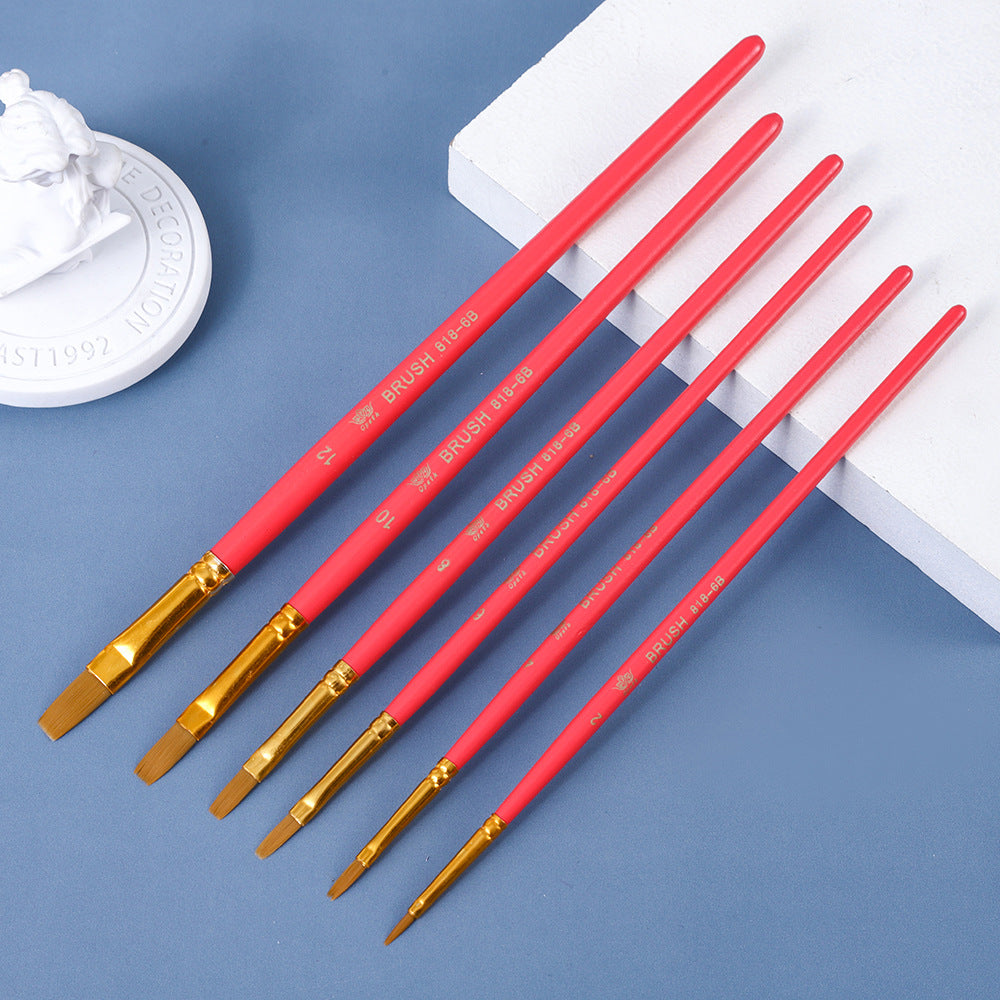 Watercolor Brush Set with Wooden Handles (6 Nylon Tip)