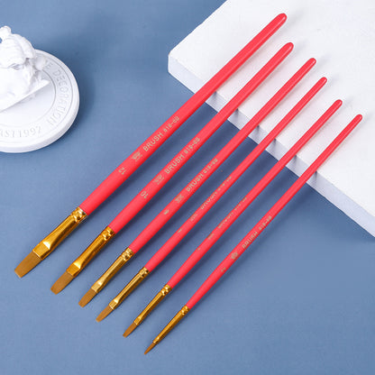 Watercolor Brush Set with Wooden Handles (6 Nylon Tip)