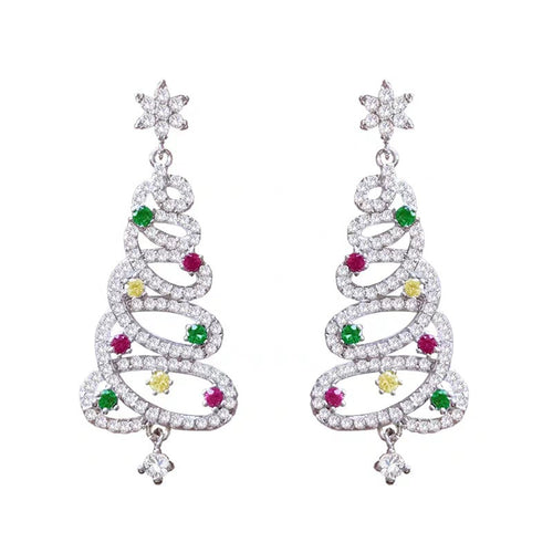Christmas Tree Rhinestone Earrings