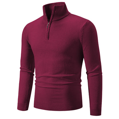 2023 Men's Plus Size Fleece Zip Mock Neck Sweater