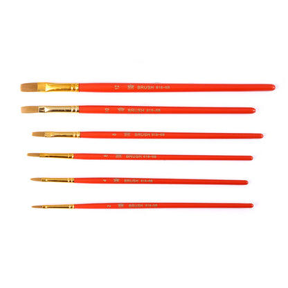 Watercolor Brush Set with Wooden Handles (6 Nylon Tip)