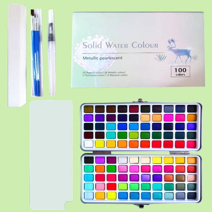 Portable Solid Watercolor Paint Set - 50/72/90/100 Colors