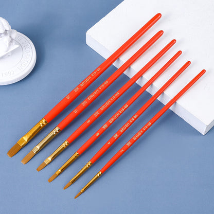 Watercolor Brush Set with Wooden Handles (6 Nylon Tip)