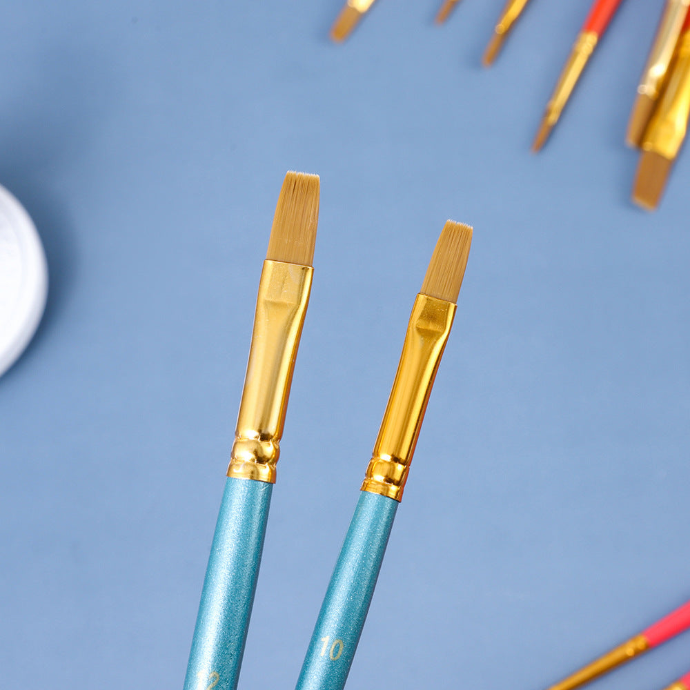 Watercolor Brush Set with Wooden Handles (6 Nylon Tip)