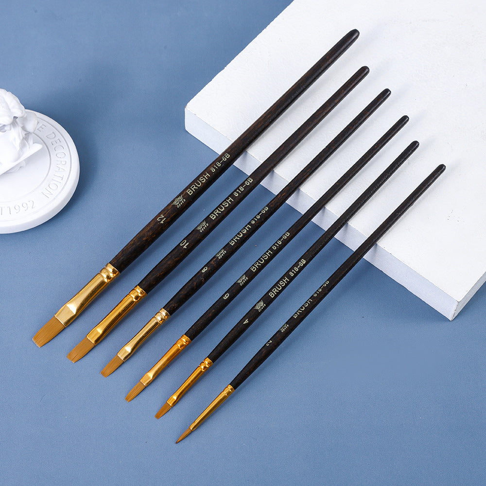 Watercolor Brush Set with Wooden Handles (6 Nylon Tip)