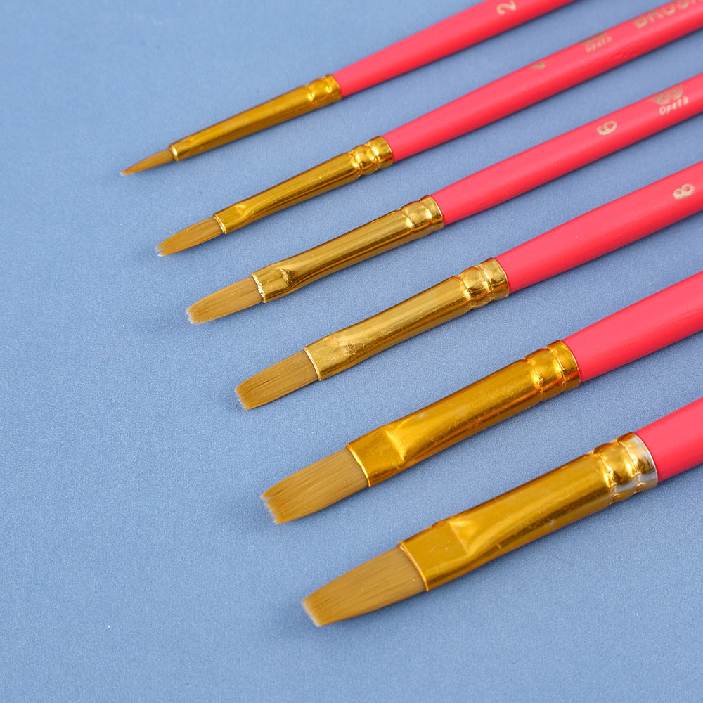 Watercolor Brush Set with Wooden Handles (6 Nylon Tip)
